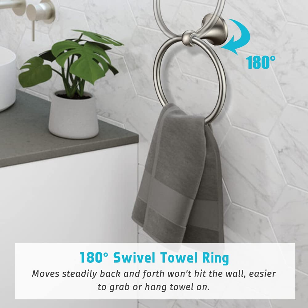 4 Piece Bathroom Accessory Set(Adjustable Towel Bar, Towel Ring, Toilet Paper Holder,Towel Hook), Wall Mounted Bathroom Hardware